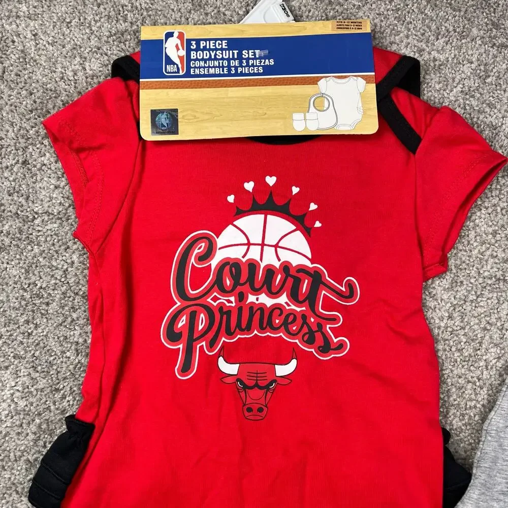 New! Chicago Bulls 12mo. outfit, bib & booties and adorable dress!